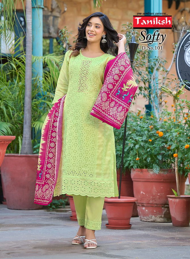 Softy Vol 1 By Taniksh Muslin Designer Kurti With Bottom Dupatta Wholesale Market In Surat
